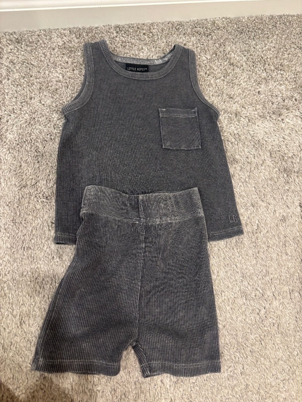 Little Bipsy Charcoal Grey Ribbed Set